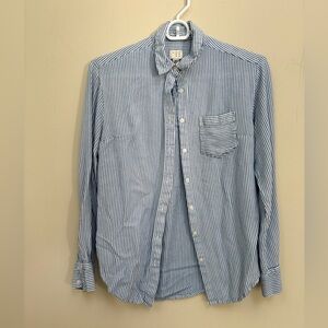 A New Day Women’s XS Button Down Blouse Blue White Striped